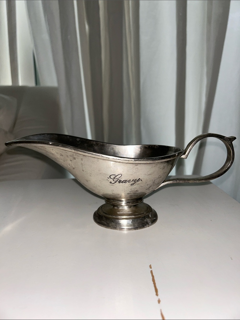 Pottery Barn Sentiment Silverplated Gravy Boat
